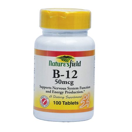 Nature's Field Vitamin B12 Dietary Supplement 50 mcg 100 Tablets