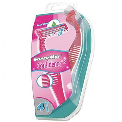 Super Max Confidence 3-Blade Shaving Stick For Women With Aloe Vera & Vitamin E x6