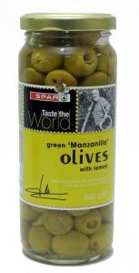 Spar Olives Green Manzanila Lemon 340 g