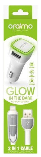 Oraimo Glow Car Charger & Data Cable CC-61DR + CD-D2CR