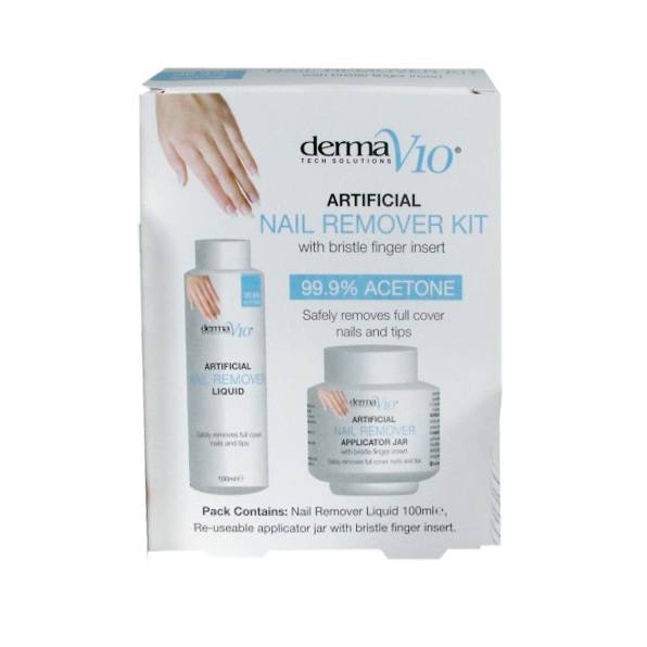 Derma V10 Artificial Nail Remover Kit With Bristle Finger Insert 100 ml