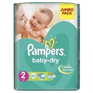 Pampers Baby Dry 2 Mini 3-6 kg x80 + 8 Free