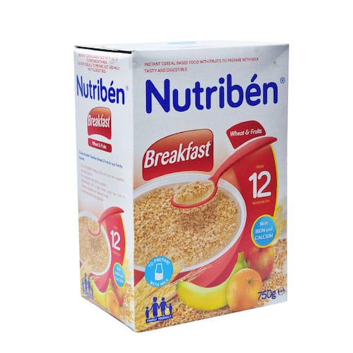 Nutriben Instant Cereal Breakfast Wheat & Fruits 12 Months+ 750 g