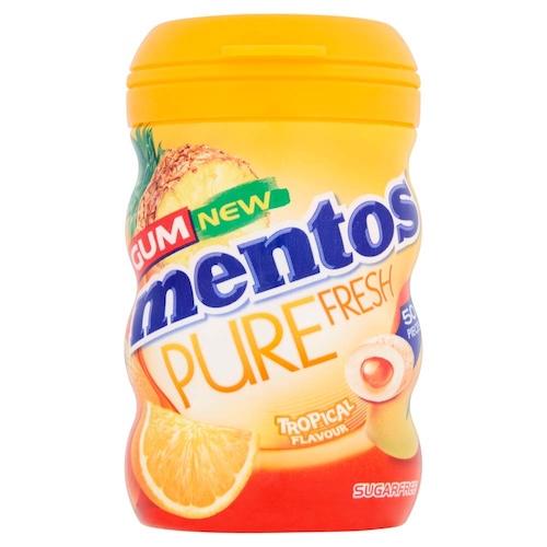 Mentos Chewing Gum Pure Fresh Tropical Bottle 60 g