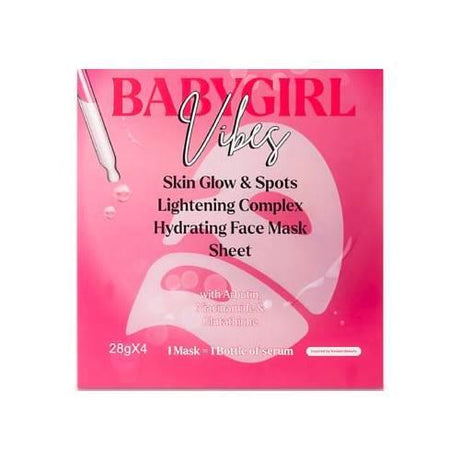 L'Avyanna Baby Girl Vibes Skin Glow & Spots Lightening Complex Hydrating Mask Sheet With Arbutin Niacinamide Glutathione 28 g x4