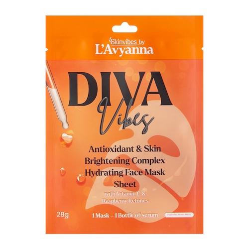 L'Avyanna Diva Vibes Antioxidant & Skin Brightening Complex Hydrating Face Mask Sheet With Vitamin C & Raspberry Ketones 28 g x4