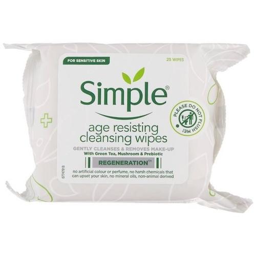 Simple Age Resisting Cleansing Wipes x25