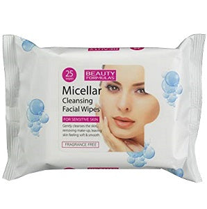 Beauty Formulas Micellar Cleansing Facial Wipes Sensitive Skin Fragrance-Free x25