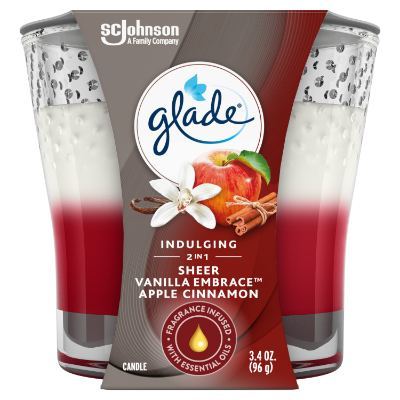 Glade Candle Indulging 2 in 1 Sheer Vanilla Embrace apple Cinnamon 96 g