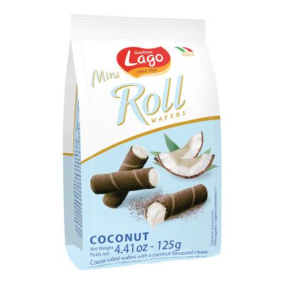 Lago Mini Roll Wafers Coconut Flavoured Cream 125 g